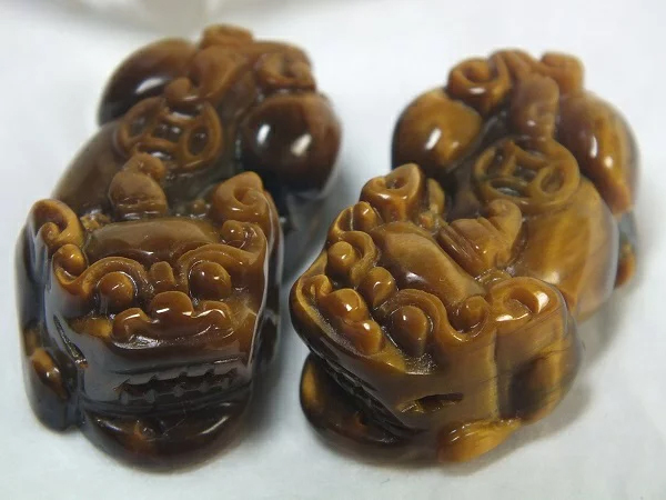 邪悪な力を跳ね返すタイガーアイ(虎目石)対貔貅(ひきゅう)33mm